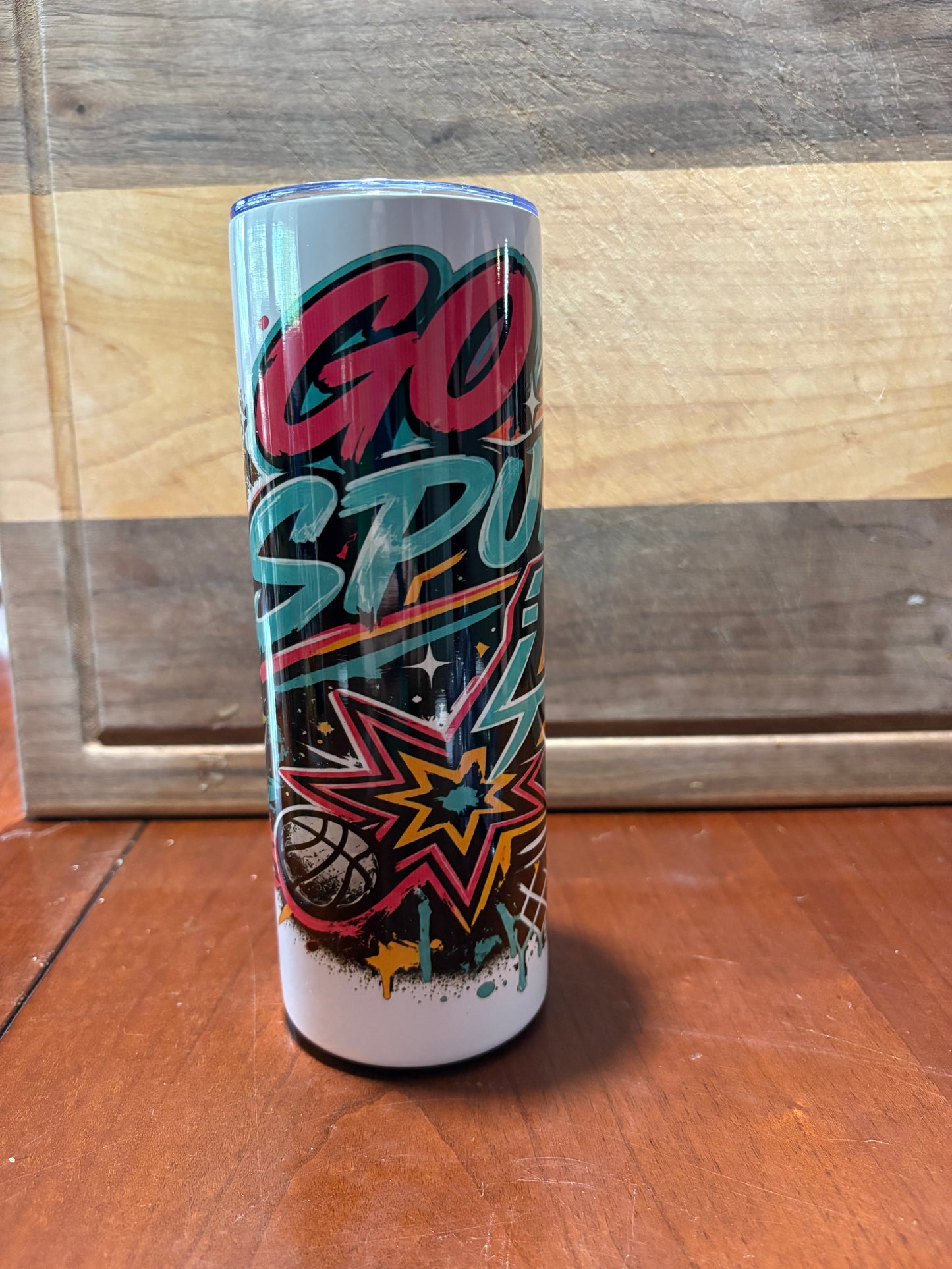 Go Spurs Go 20oz skinny tumbler