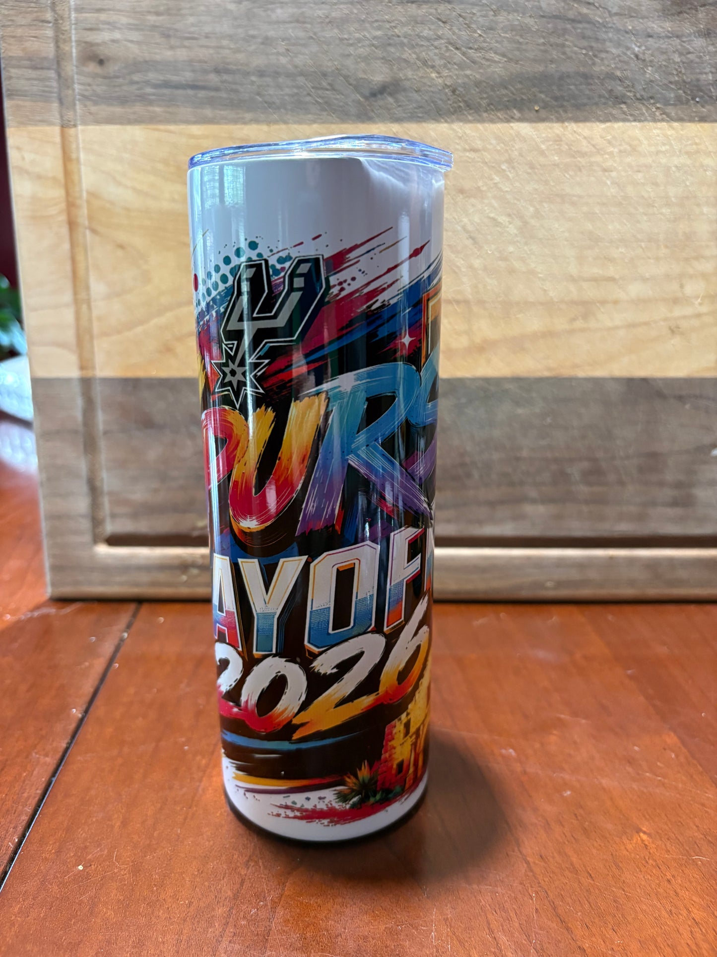 Spurs Playoffs 2026 20oz skinny tumbler
