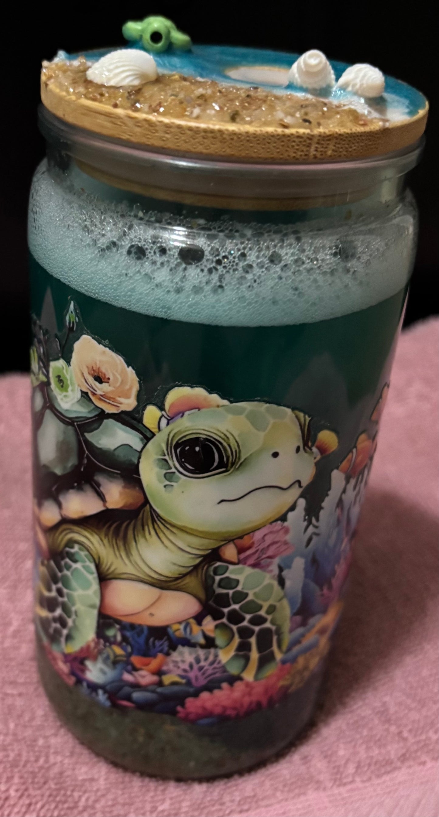 Turtle 16oz snow globe tumbler