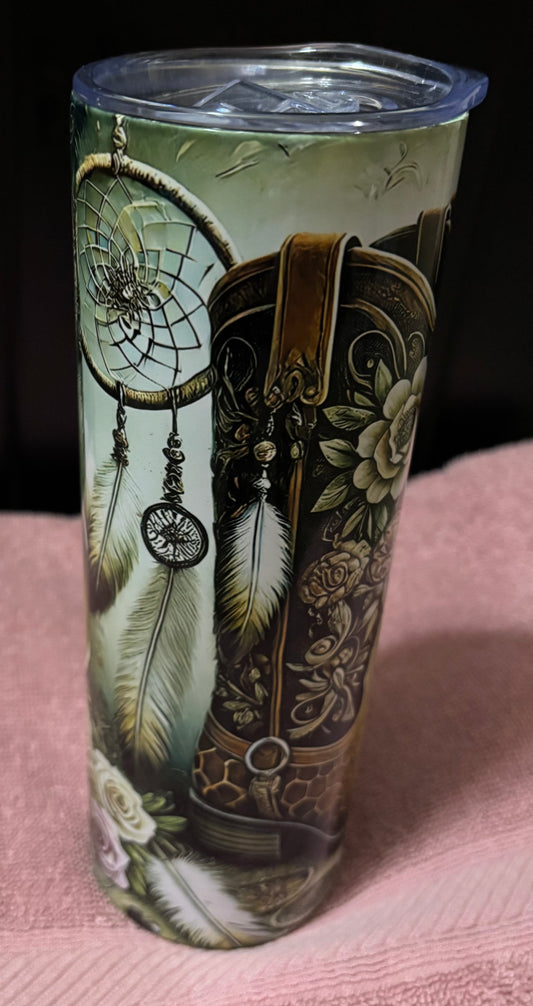 Cowboy Boots/hat 20oz skinny tumbler