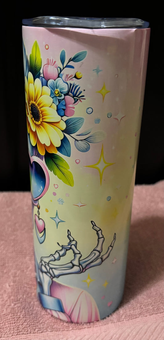 Sassy skull 20 oz skinny tumbler