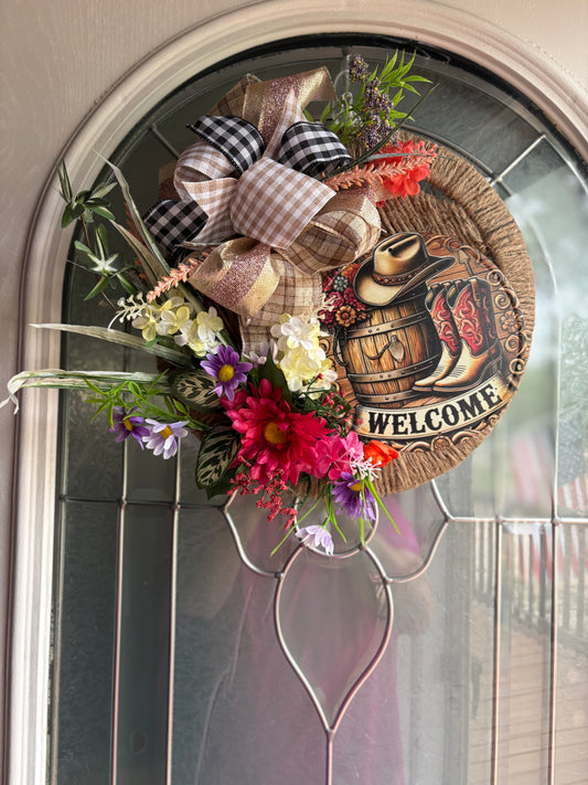 Country welcome wreath 12”