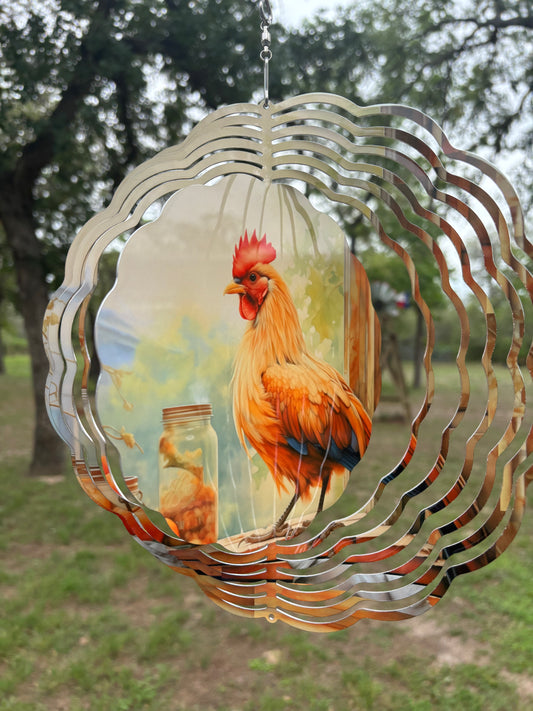Rooster 10” Metal Wind Spinner