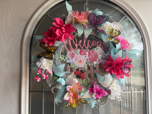 Spring Welcome 12” flowers and mesh