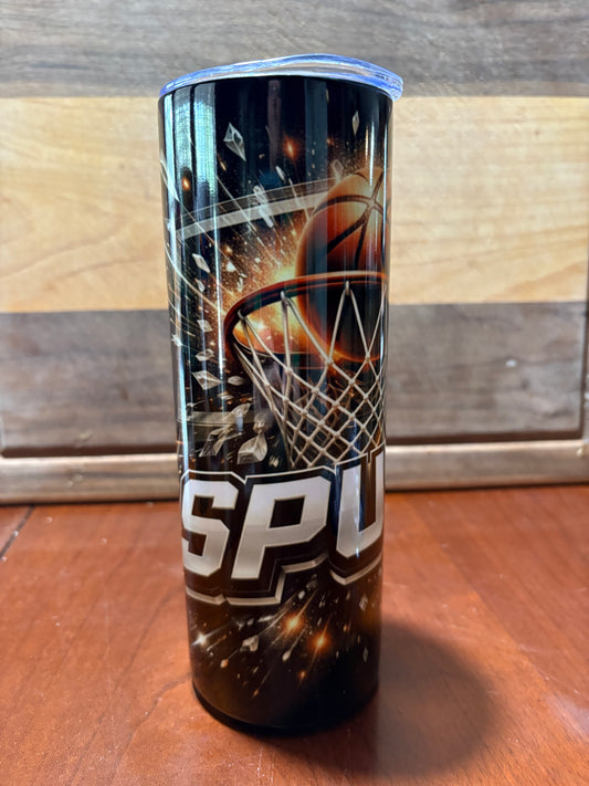 Spurs Basket 20oz skinny tumbler