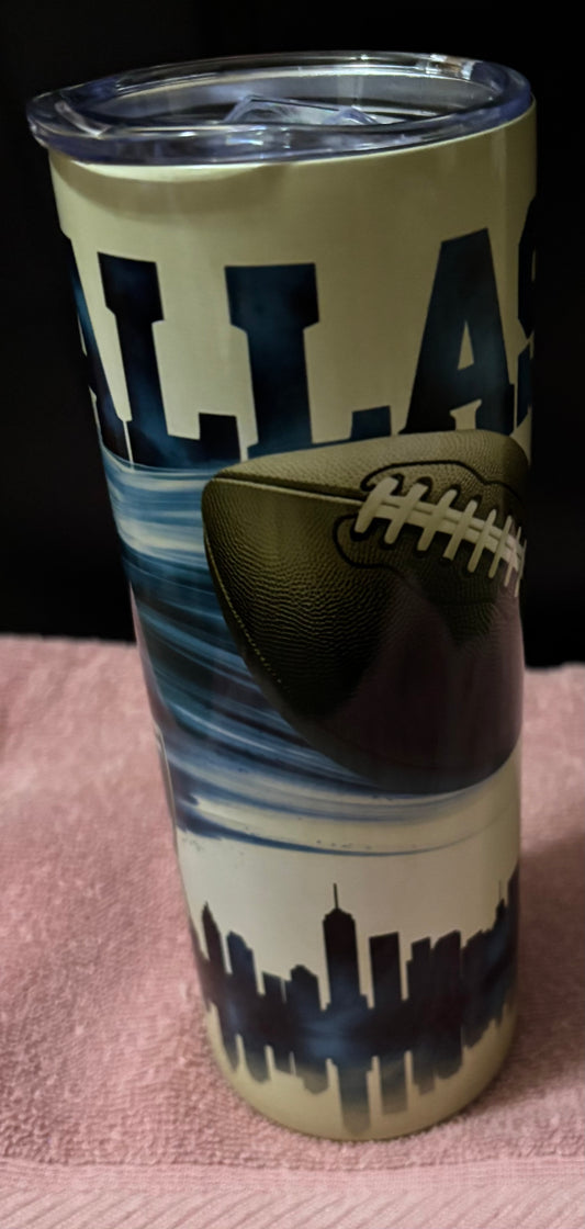 Dallas Cowboys Helmet/Football 20oz skinny tumbler