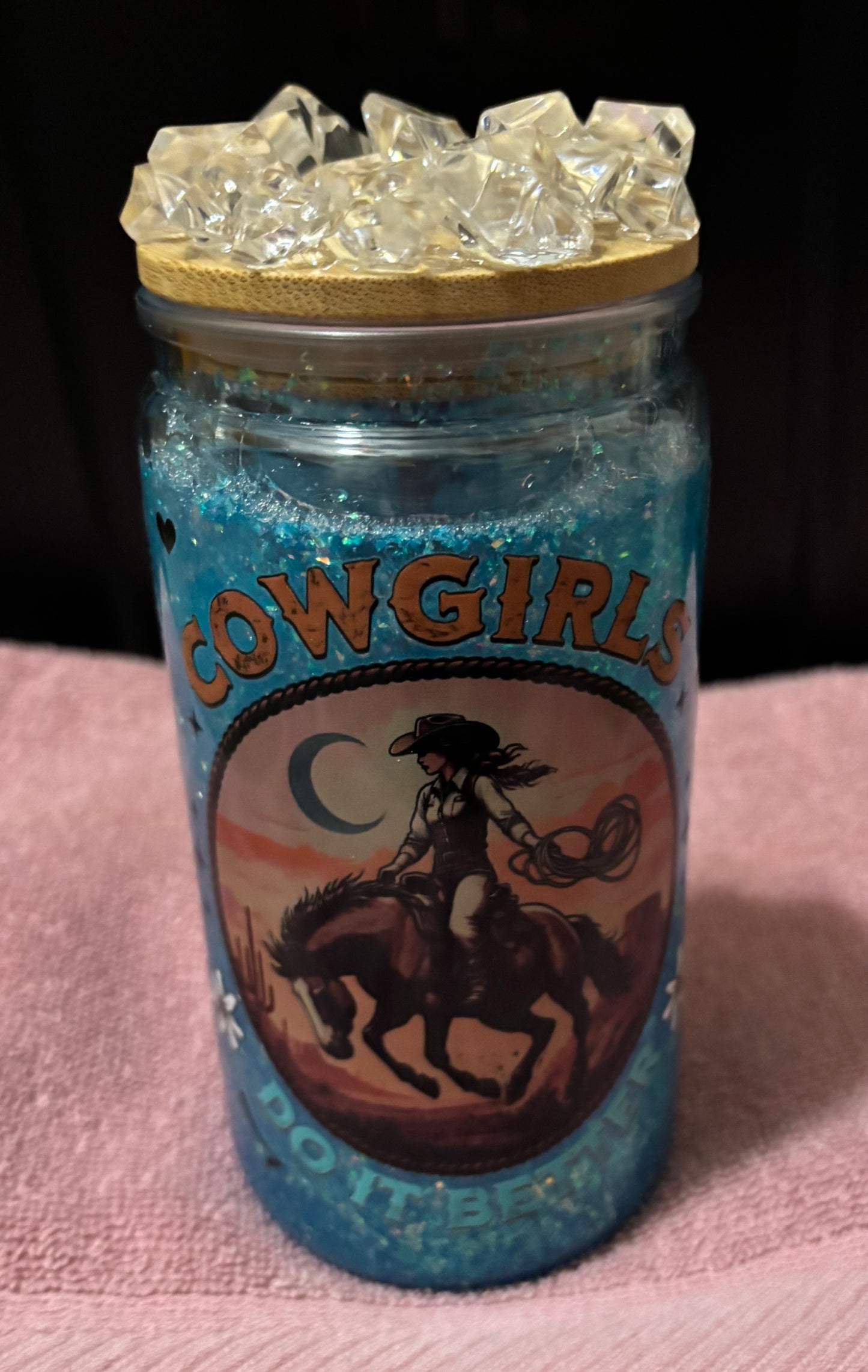 Cowgirls 16oz snow globe tumbler