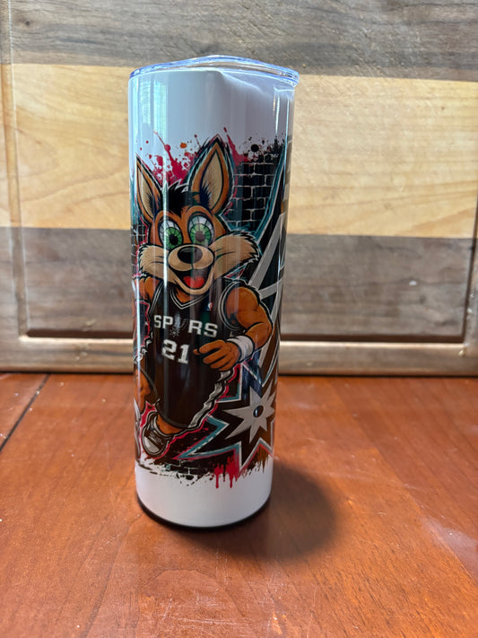 Coyote Go Spurs Go 20oz skinny tumbler