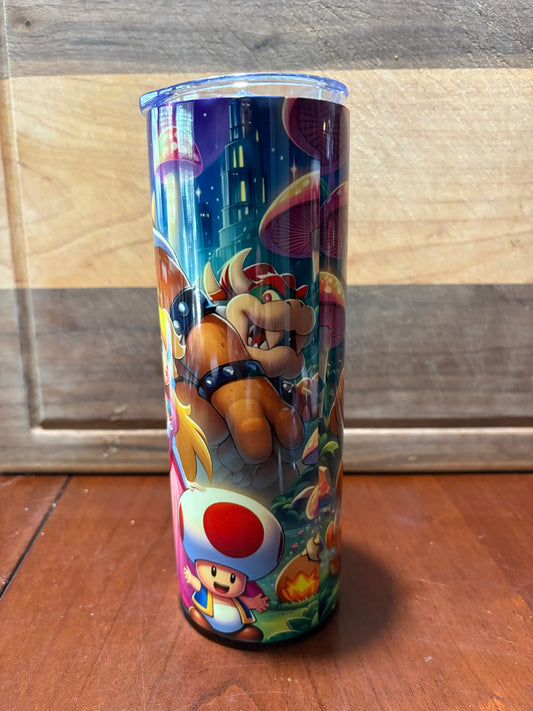 Mario blue 20oz skinny tumbler